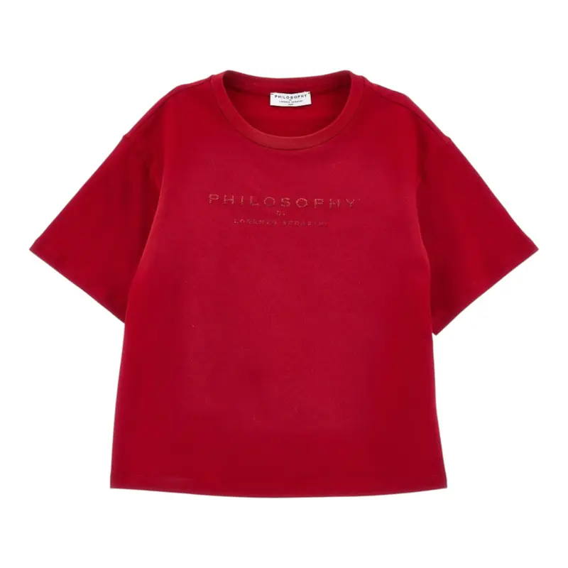 Philosophy T-Shirt tinta unita con Stampa Rosso per Bambina