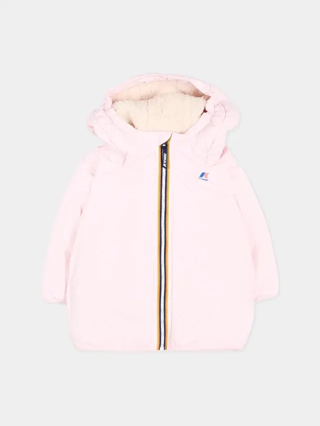 Piumino rosa Claudine Orsetto per neonata con logo K-Way