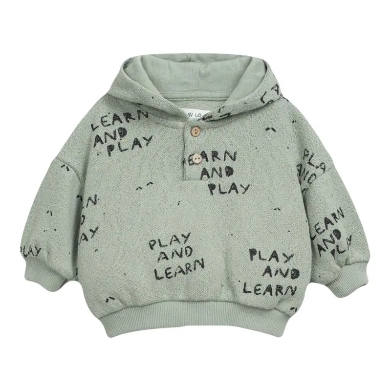 Play Up Felpa tinta unita con Stampa Verde per Neonato