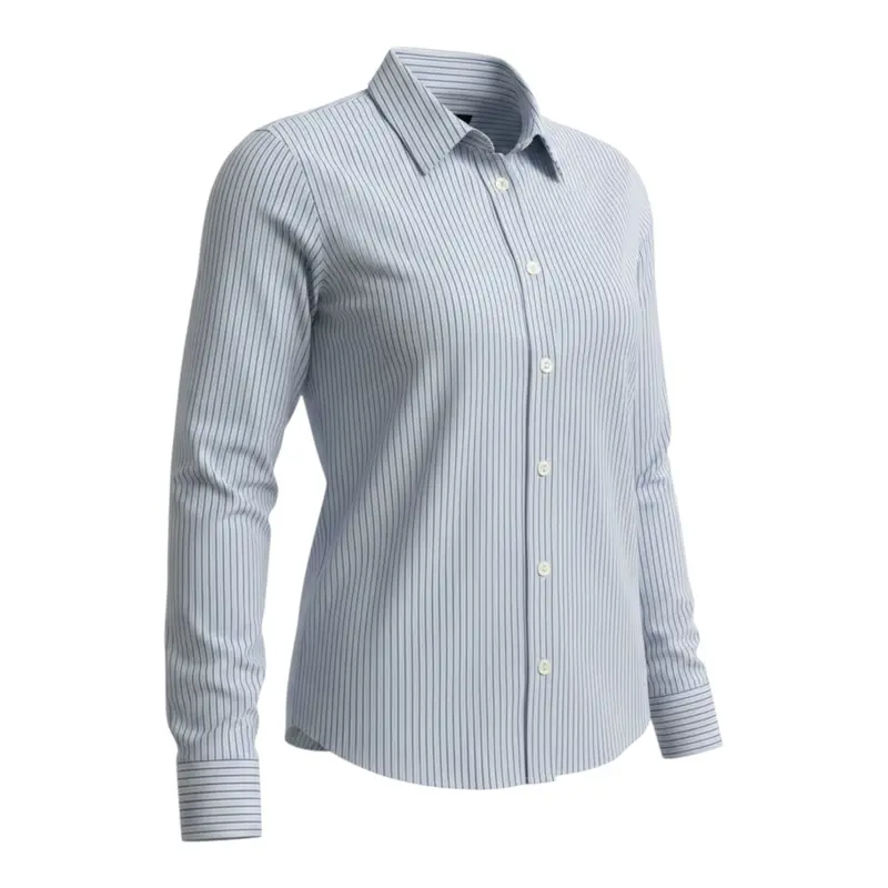 Please Camicia tinta unita con Fantasia A Righe Azzurro per Bambina