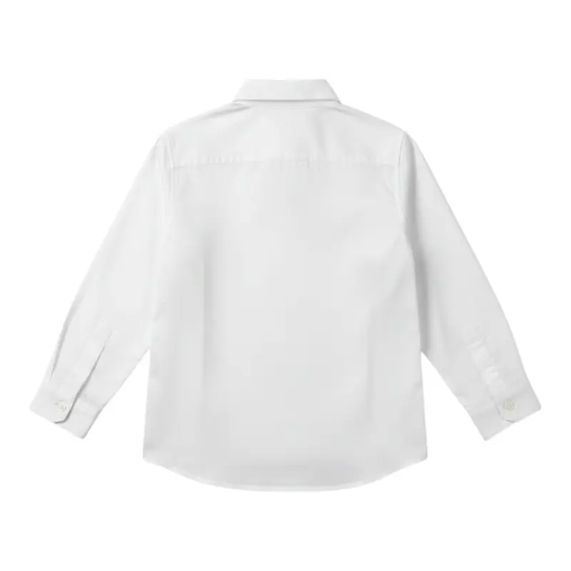 Please Camicia tinta unita Manica Lunga Bianco per Neonato