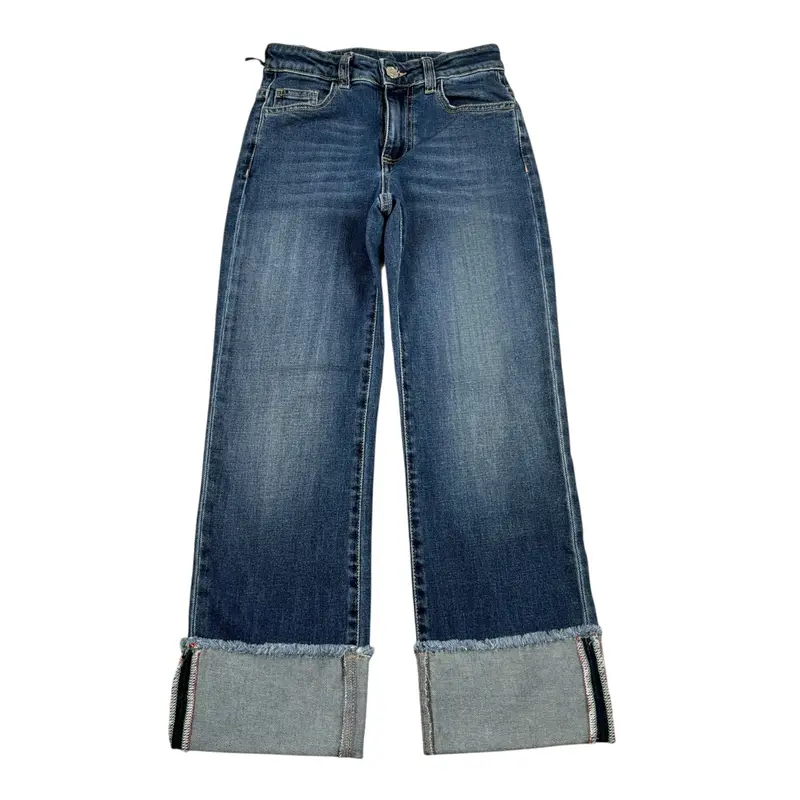 Please Jeans tinta unita con Girovita Regolabile Blu per Bambina