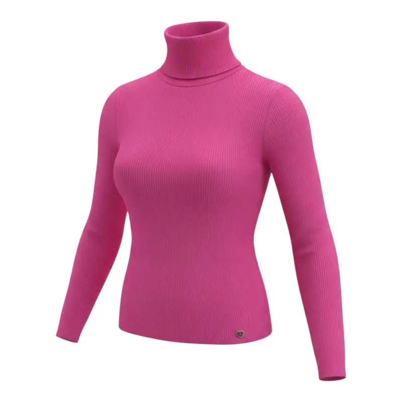 Please Maglia Collo Alto tinta unita Magenta per Bambina