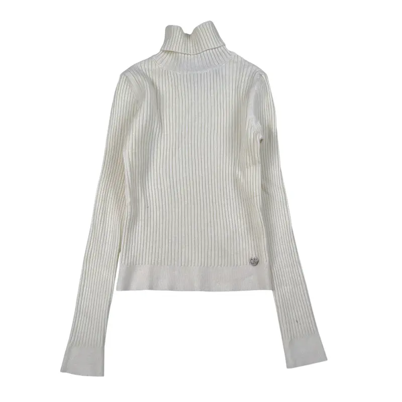 Please Maglia Collo Alto tinta unita Panna per Bambina