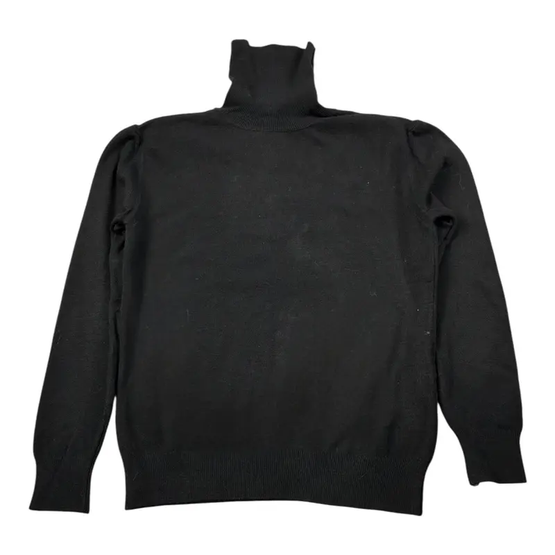 Please Maglia tinta unita Collo Alto Nero per Bambina
