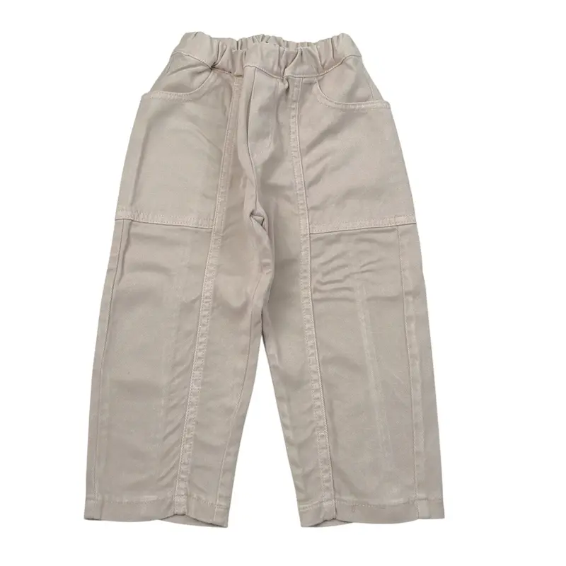 Please Pantalone tinta unita con Elastico In Vita Beige per Neonato