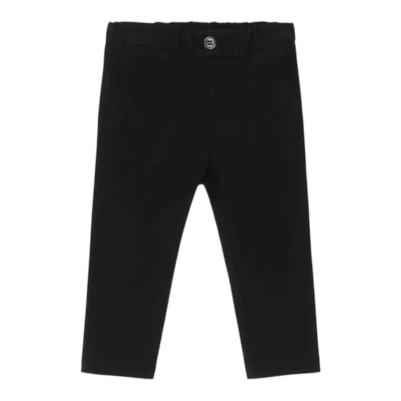 Please Pantalone tinta unita con Elastico In Vita Nero per Neonato