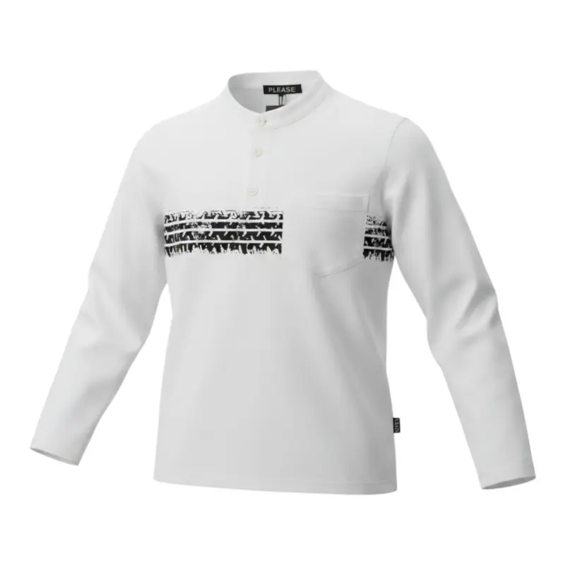 Please Shirt tinta unita con Taschino E Stampa Bianco per Neonato