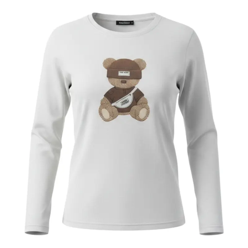 Please T-Shirt Girocollo con Stampa Bianco per Bambino