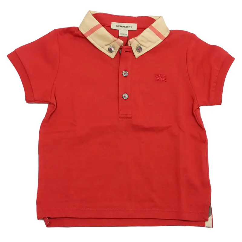 POLO in cotone con collo fantasia burberry