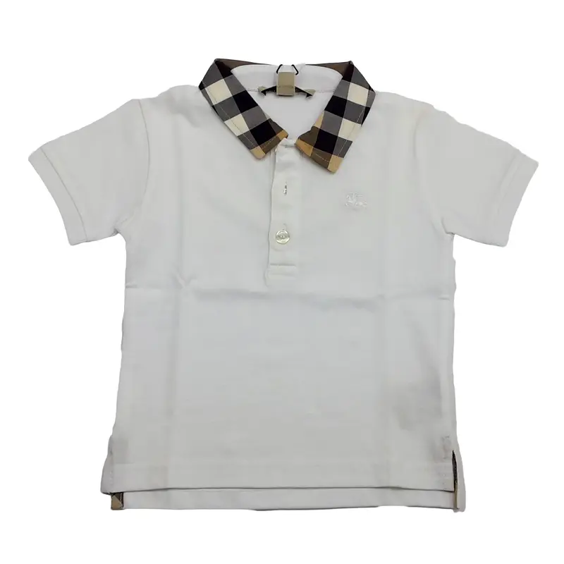 POLO in cotone con collo fantasia burberry