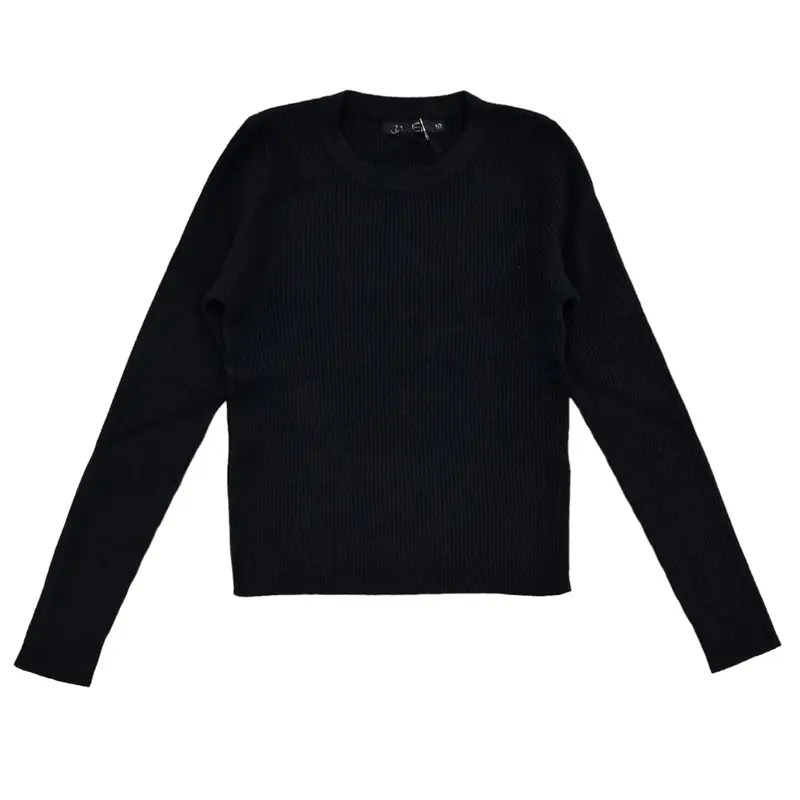 Pullover bambina a costine nero semplice