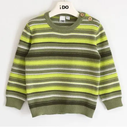 Pullover bambino multi righe in cotone caldo