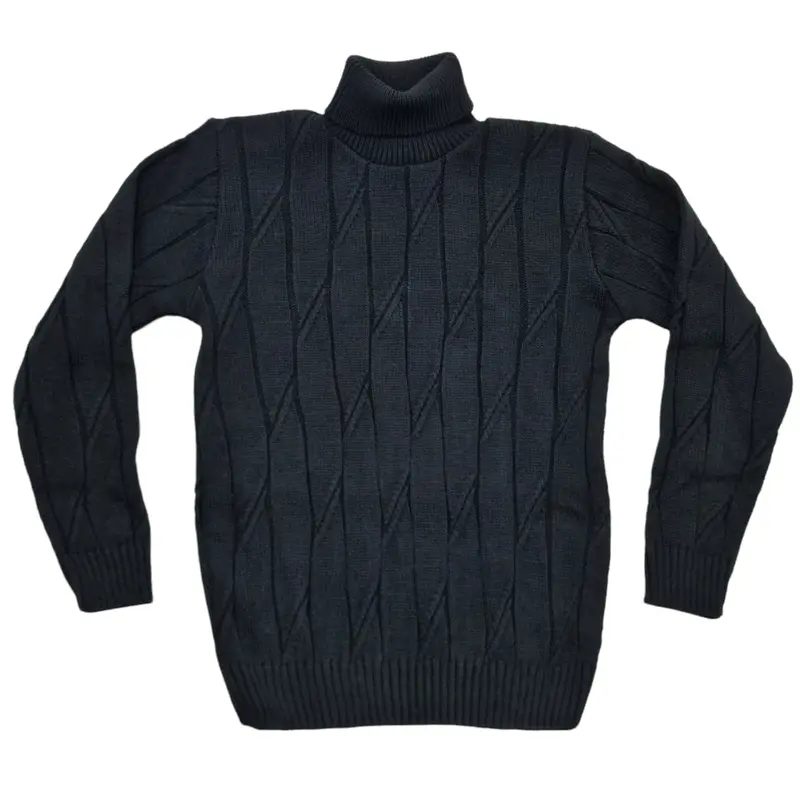Pullover bambino nero con collo dolcevita