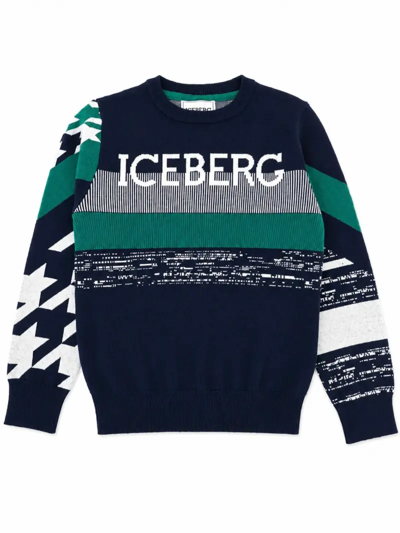 Pullover bambino verde e blu iseberg