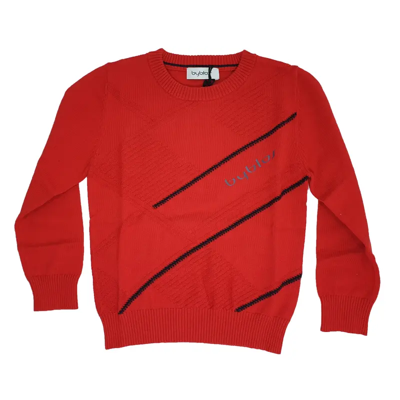 PULLOVER JUNIOR BYBLOS ROSSO CON LOGO OBLIQUO STAMPATO