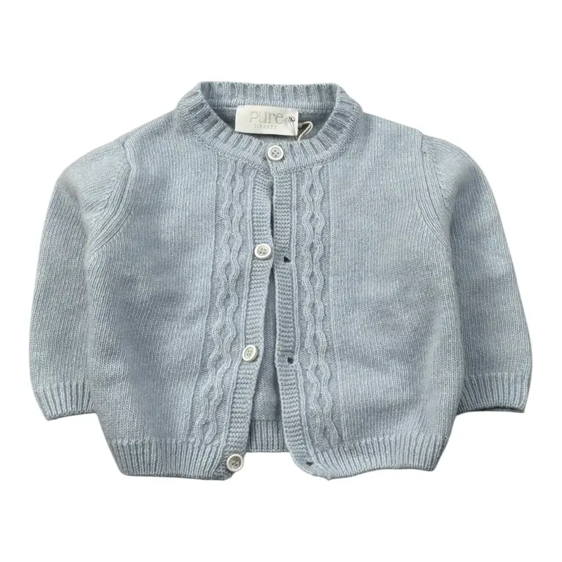 Pure Cardigan tinta unita Azzurro per Neonato