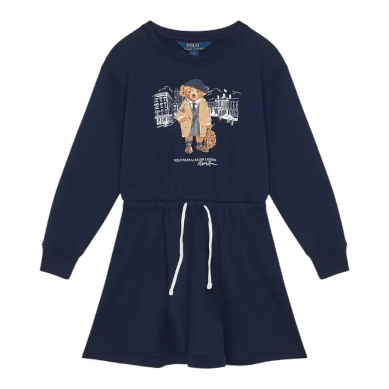 Ralph Lauren Abito tinta unita con Stampa Blu per Neonata
