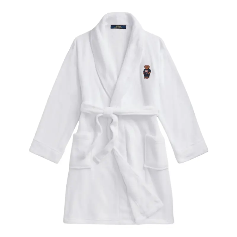Ralph Lauren Accappatoio tinta unita con Cappuccio Bianco per Bambino