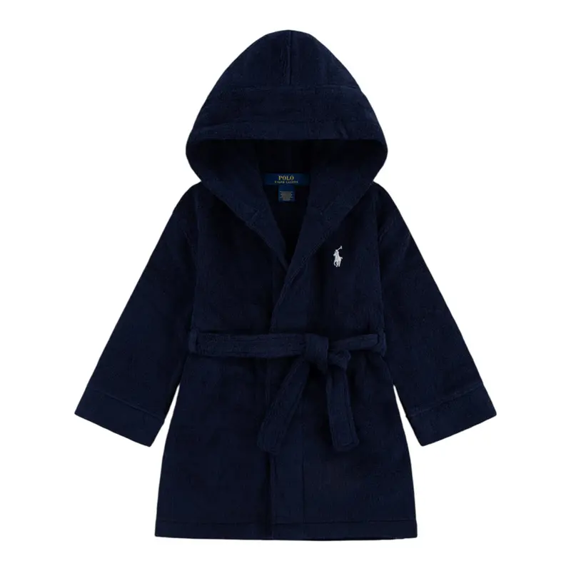 Ralph Lauren Accappatoio tinta unita con Cappuccio Blu per Bambino