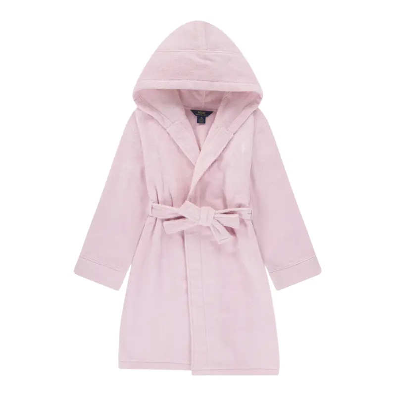 Ralph Lauren Accappatoio tinta unita con Cappuccio Rosa per Bambina