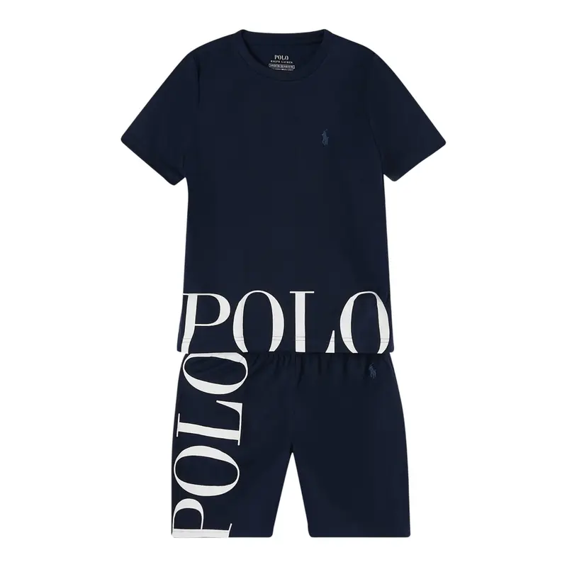 Ralph Lauren Completo 2 Pezzi T-Shirt-Bermuda tinta unita Blu per Bambino