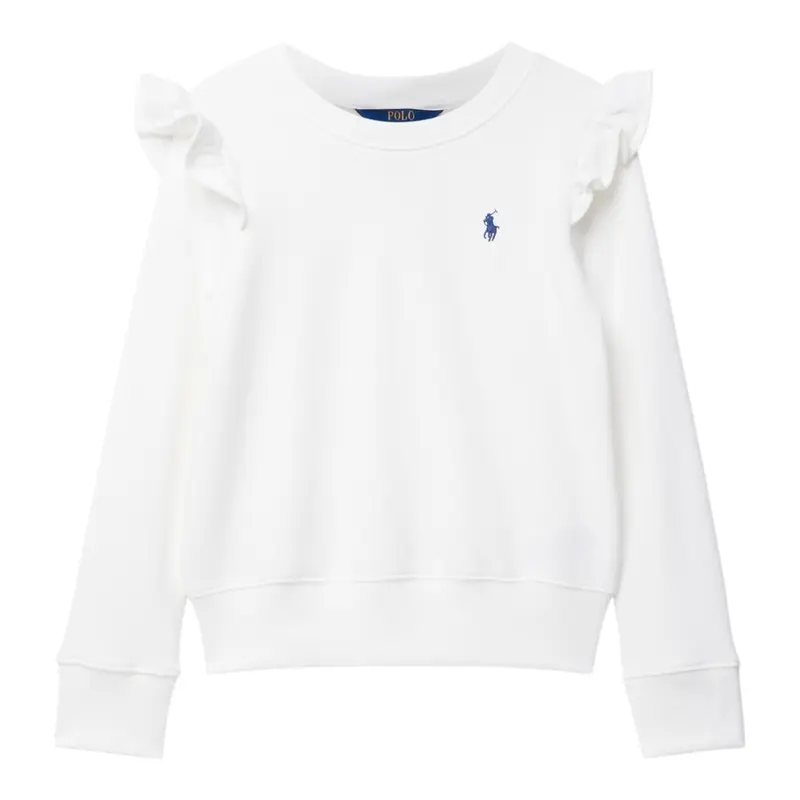 Ralph Lauren Felpa Chiusa Girocollo tinta unita Bianco per Neonata