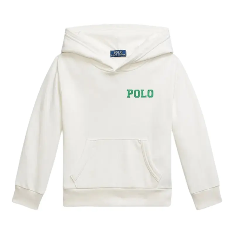 Ralph Lauren Felpa tinta unita con Cappuccio Bianco per Bambino