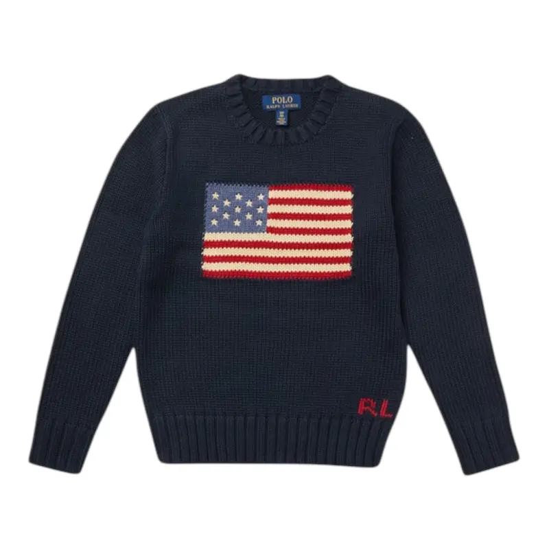 Ralph Lauren Maglia tinta unita con Stampa Blu per Bambino