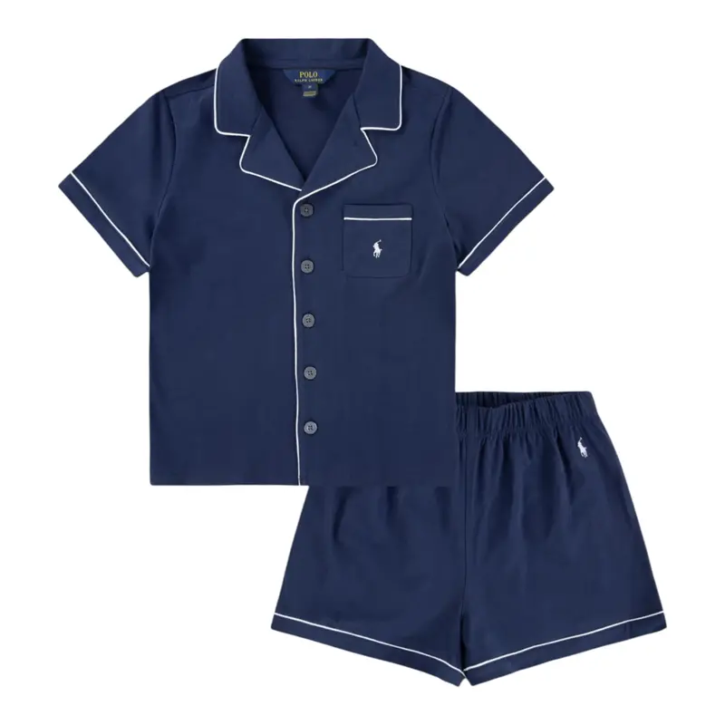 Ralph Lauren Pigiama 2 Pezzi Camicia-Short tinta unita Blu per Bambina
