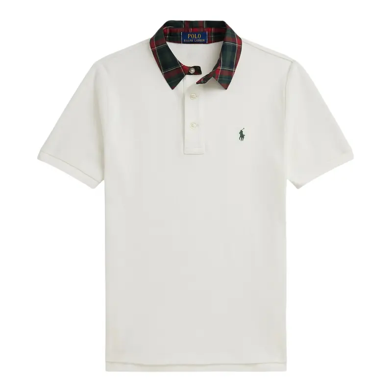 Ralph Lauren Polo Mezza Manica tinta unita con Colletto Bianco per Neonato