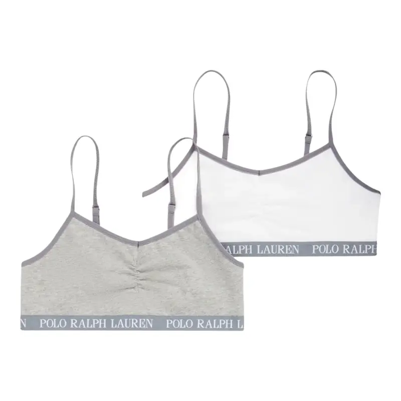 Ralph Lauren Set 2Pz Top Bicolore Bianco/Grigio per Bambina