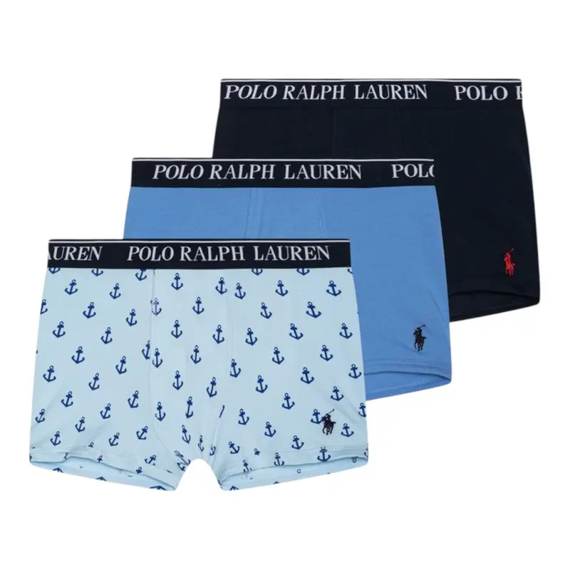 Ralph Lauren Set 3 Boxer Tricolore con Logo Multicolor per Bambino