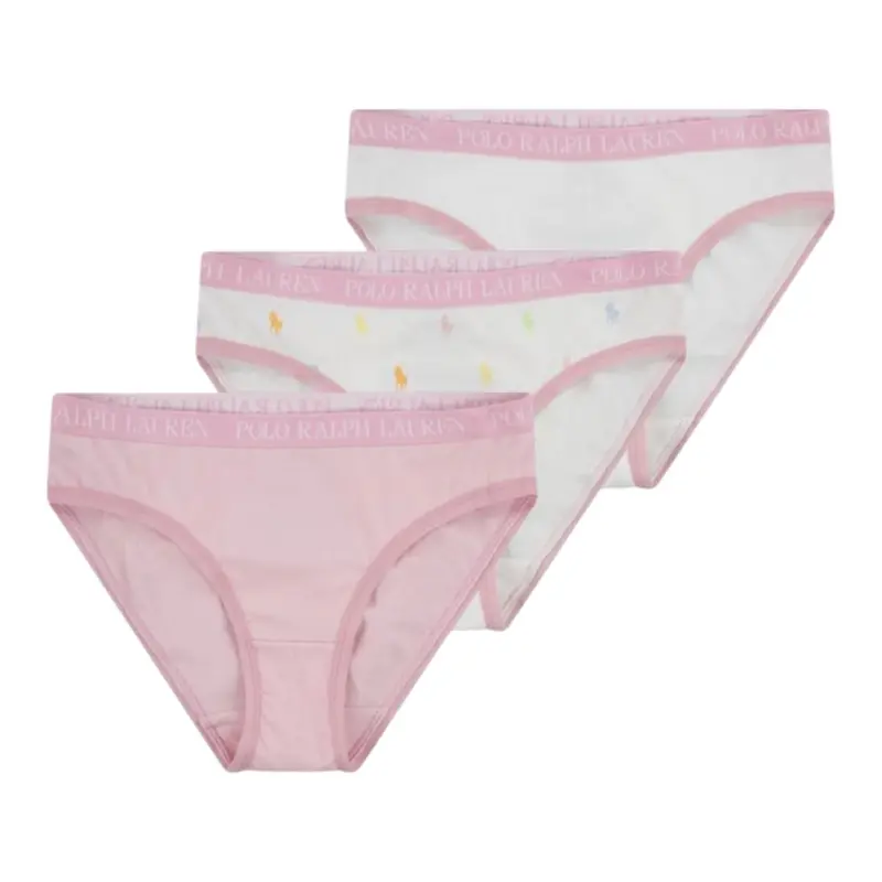 Ralph Lauren Set 3 Pezzi Slip Bicolore Bianco/Rosa per Bambina