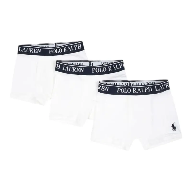 Ralph Lauren Set 3Paia Di Boxer tinta unita Bianco per Bambino