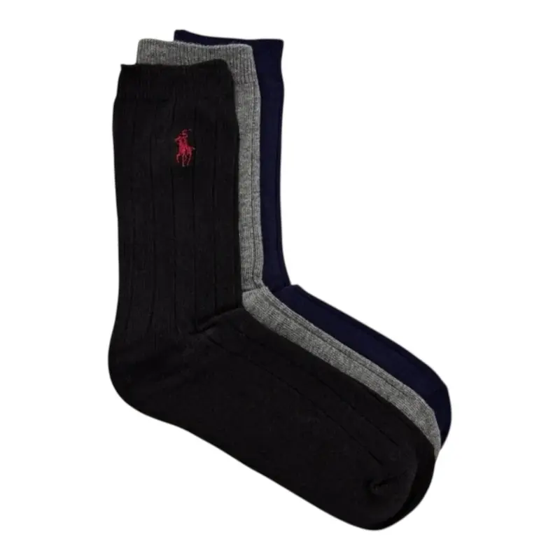 Ralph Lauren Set 3Paia Di Calzini Tricolore Blu per Bambino