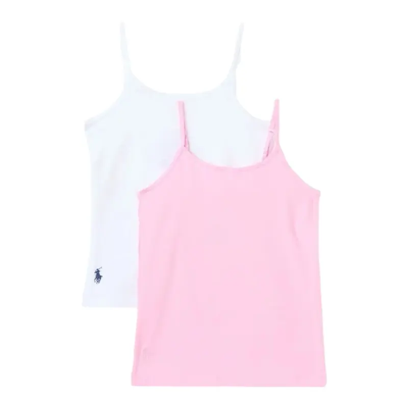 Ralph Lauren Set Canotte Bicolore Bretelline Bianco/Rosa per Bambina