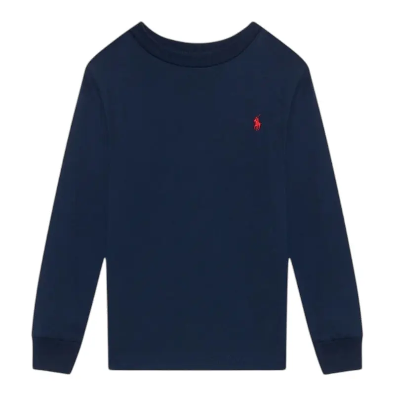 Ralph Lauren Shirt tinta unita con Logo Blu per Bambino
