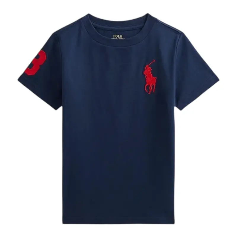 Ralph Lauren T-Shirt tinta unita con Logo Blu per Bambino