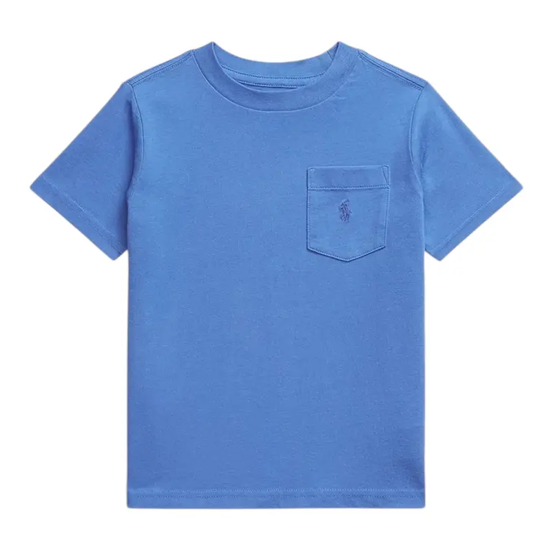 Ralph Lauren T-Shirt tinta unita con Taschino Azzurro per Neonato