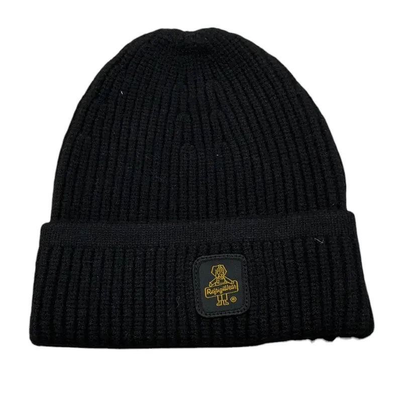Refrigiwear Cappello tinta unita con Logo Nero per Bambino