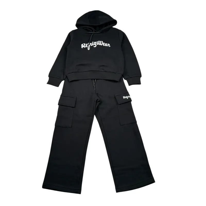 Refrigiwear Completo 2 Pezzi Felpa-Pantalone tinta unita Nero per Bambina