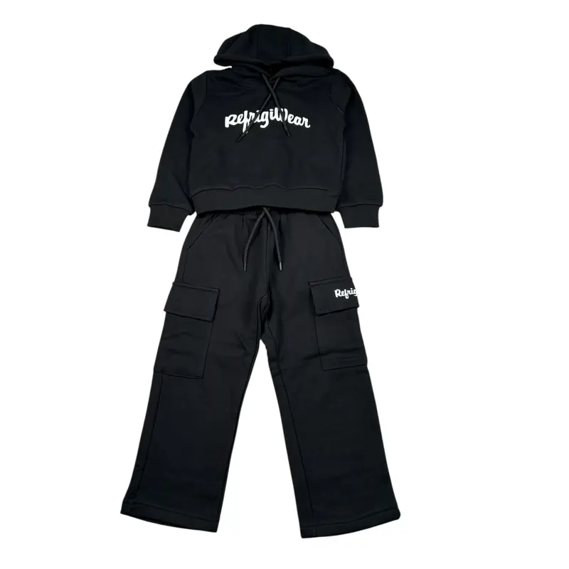 Refrigiwear Completo 2 Pezzi Felpa-Pantalone tinta unita Nero per Neonata