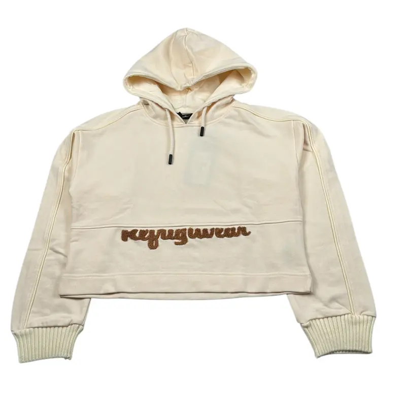 Refrigiwear Felpa Chiusa con Cappuccio tinta unita con Logo Panna per Bambina