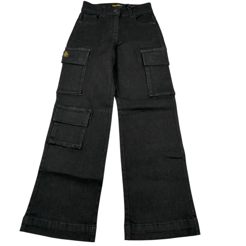 Refrigiwear Jeans tinta unita Modello Palazzo Nero per Bambina