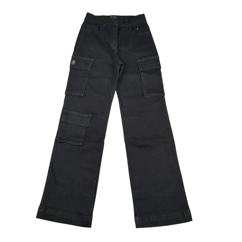 Refrigiwear Jeans tinta unita Modello Palazzo Nero per Bambina