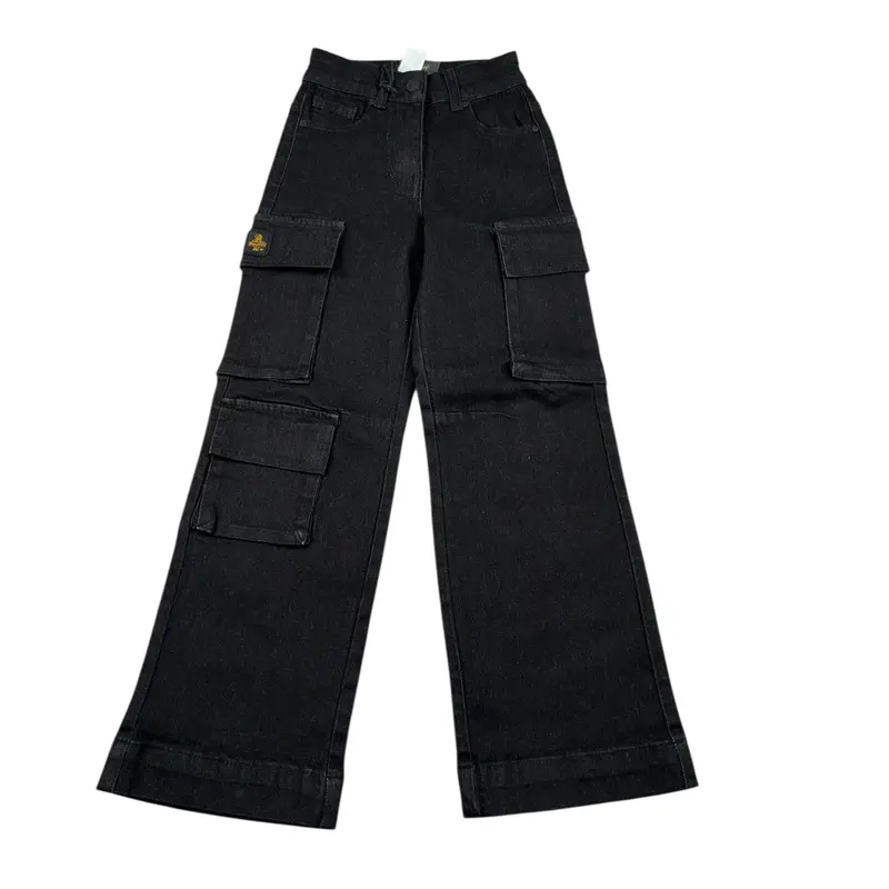 Refrigiwear Jeans tinta unita Modello Palazzo Nero per Bambina
