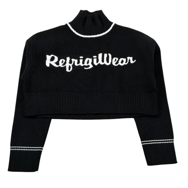 Refrigiwear Maglia Collo Alto tinta unita con Logo Nero per Bambina