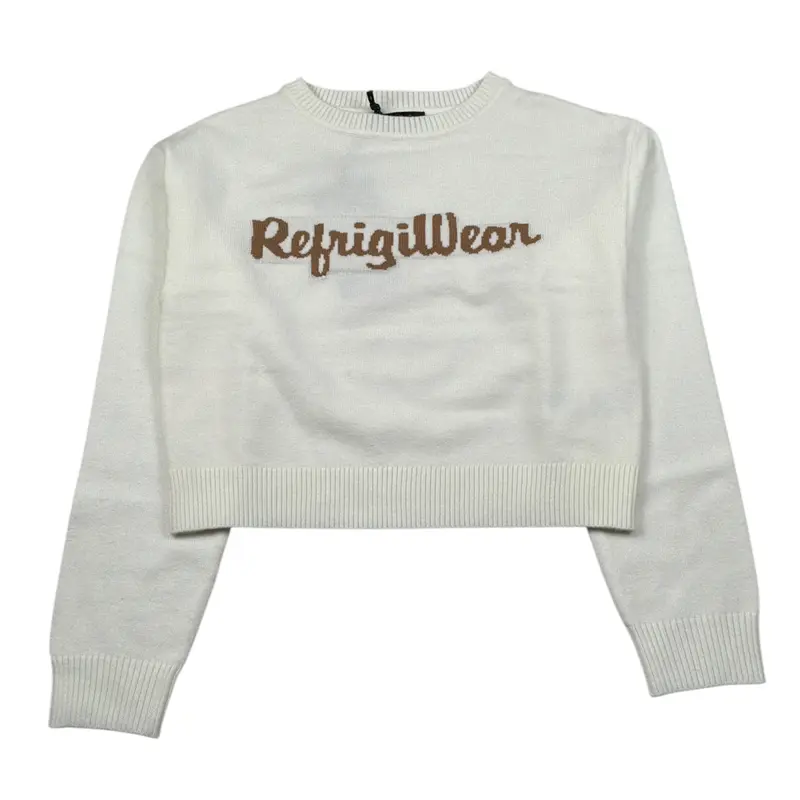 Refrigiwear Maglia Girocollo tinta unita con Stampa Panna per Bambina