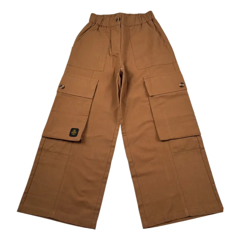 Refrigiwear Pantalone Modello Palazzo tinta unita Biscotto per Bambina